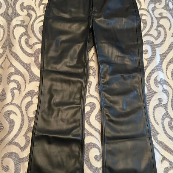Zara Black Faux Leather Pants 4 - Picture 1 of 5